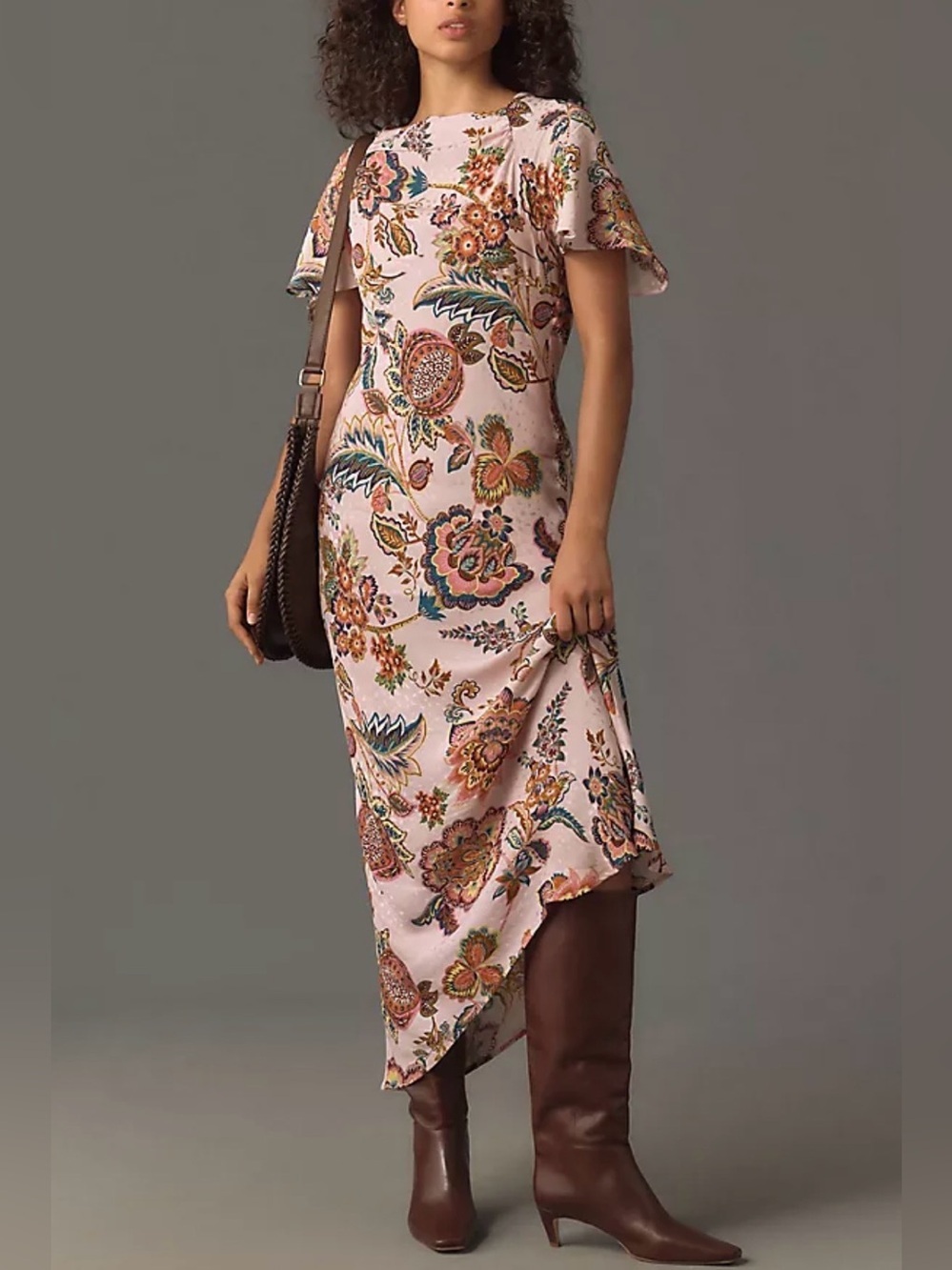 NEW Anthropologie Kachel Flutter-Sleeve Slip Dress 10